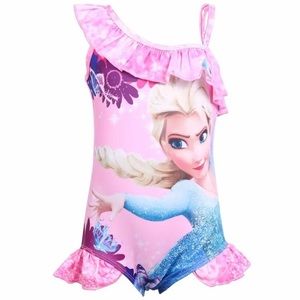 Girls Pink Frozen Princess Swimsuit